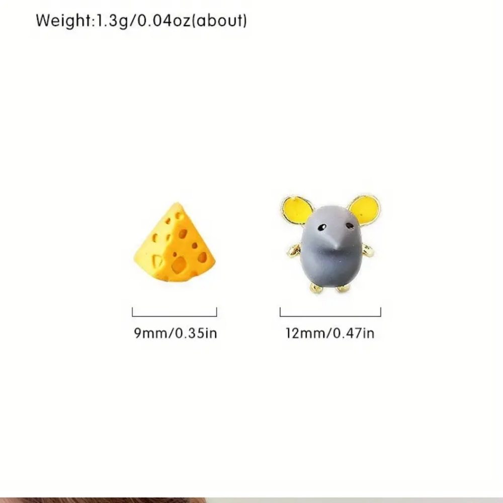 Mouse and cheese stud earrings
